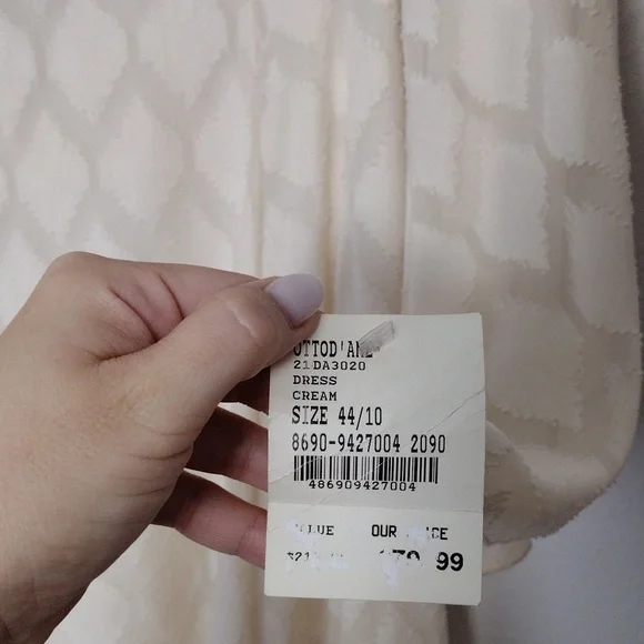$279 NWT Anthropologie Ottod Ame Dress in Cream Quiet Luxury Classic - Picture 3 of 4